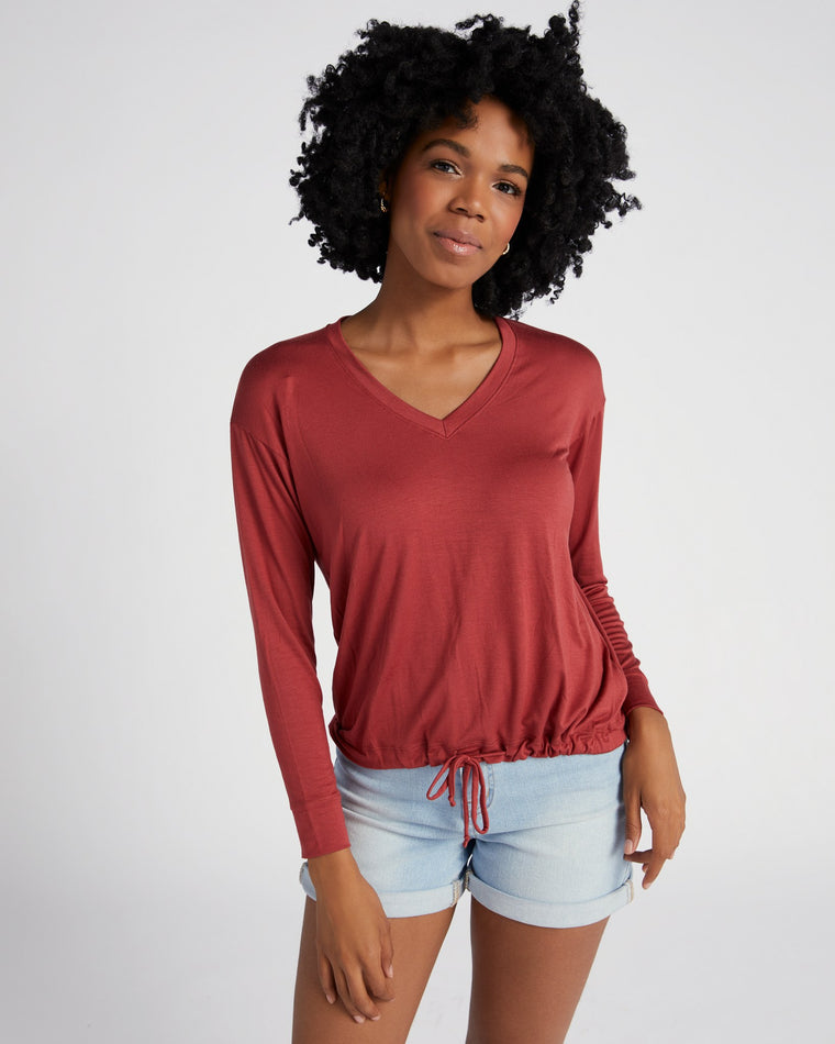Rosewood $|& Herizon Canyon V-Neck Top - SOF Front