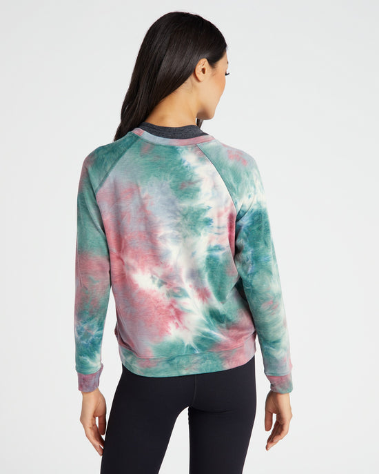 Green/Coral $|& 78 & Sunny Sunny State of Mind Tie Dye Graphic Pullover - SOF Back