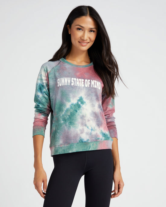 Green/Coral $|& 78 & Sunny Sunny State of Mind Tie Dye Graphic Pullover - SOF Front