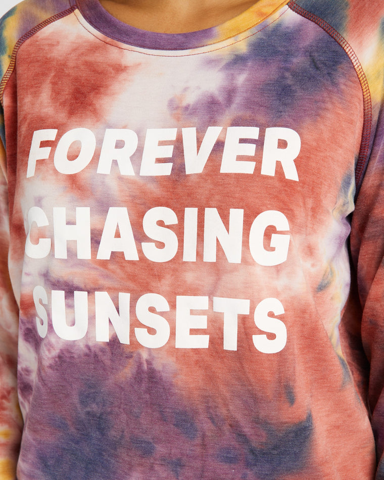 Multi Tie Dye $|& 78 & Sunny Chasing Sunsets Tie Dye Graphic Pullover - SOF Detail
