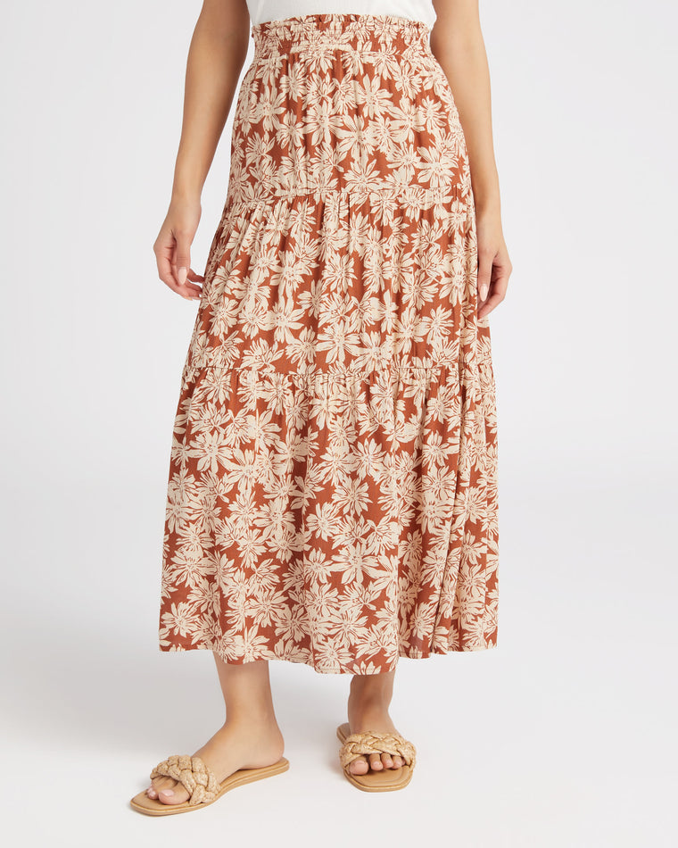 Mocha $|& Be Cool Floral Maxi Skirt - SOF Front