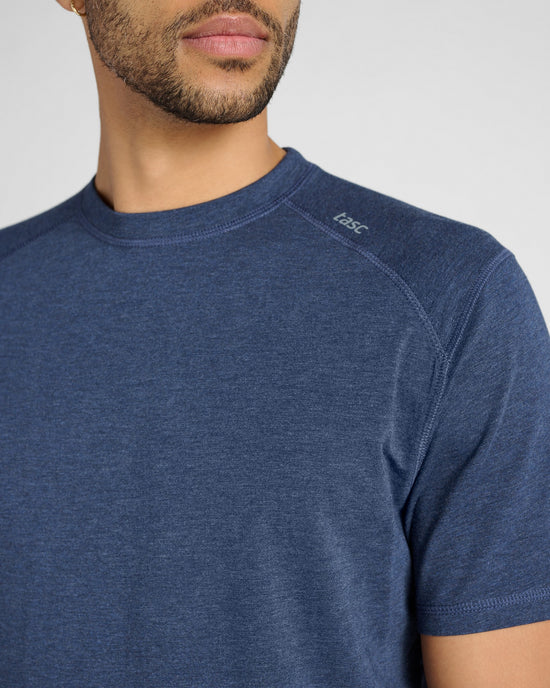 Classic Navy Heather $|& Tasc Carrollton Fitness Tee - SOF Detail