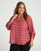 Plus Size Printed Roll Tab Sleeve Blouse