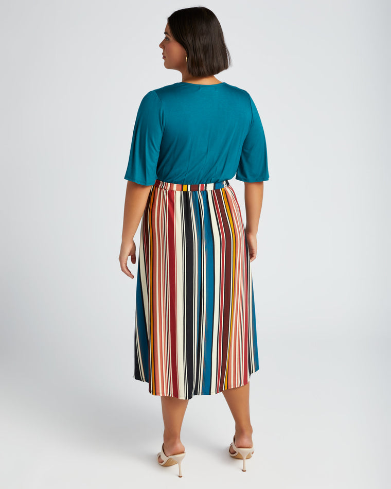 Teal/Black $|& Chris & Carol Vertical stripe dress - SOF Back