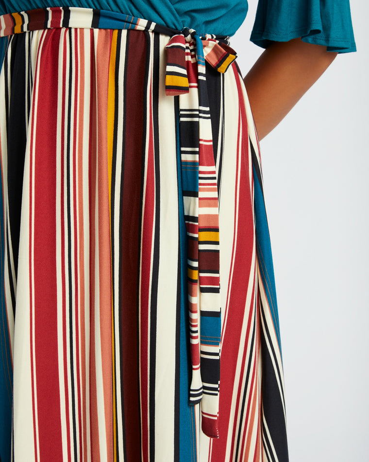 Teal/Black $|& Chris & Carol Vertical stripe dress - SOF Detail