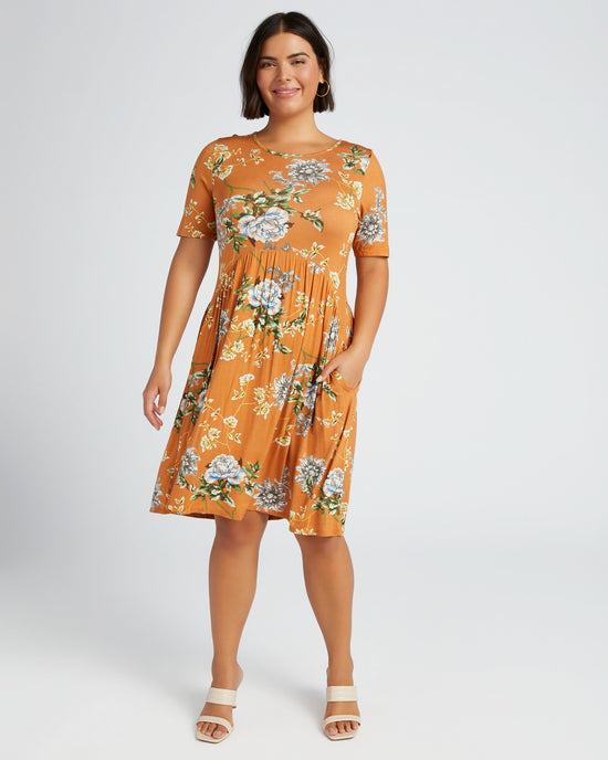 Mustard $|& Chris & Carol Floral dress with pockets - SOF Front