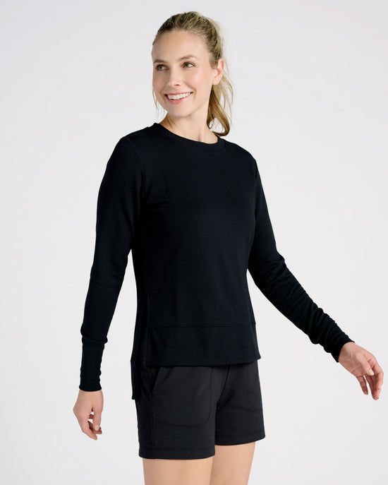 Black $|& MPG Sport Serene Side Slit Pullover - SOF Front