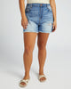 Plus Size Mid Rise Shorts with Distressing and Frayed Hem