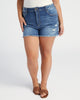 Plus Size High Rise Shorts With Frayed Hem and Distressing