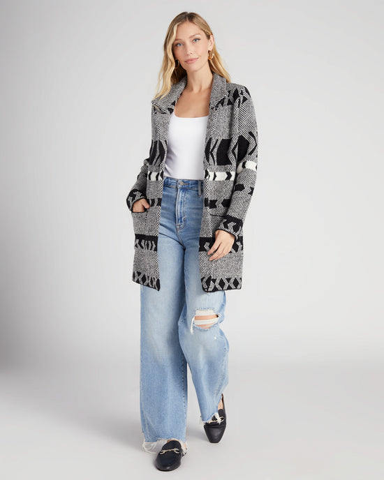 Grey Cozy Signs $|& OneWorld Sweater Coatigan - SOF Full Front
