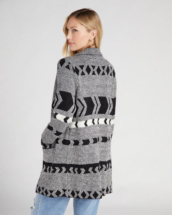 Grey Cozy Signs $|& OneWorld Sweater Coatigan - SOF Back