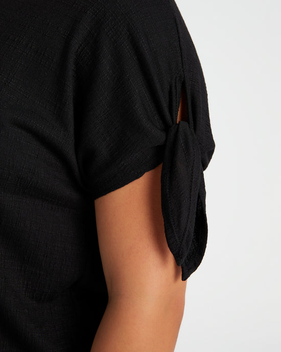 Black $|& Max Studio Tie Short Sleeve Top - SOF Detail