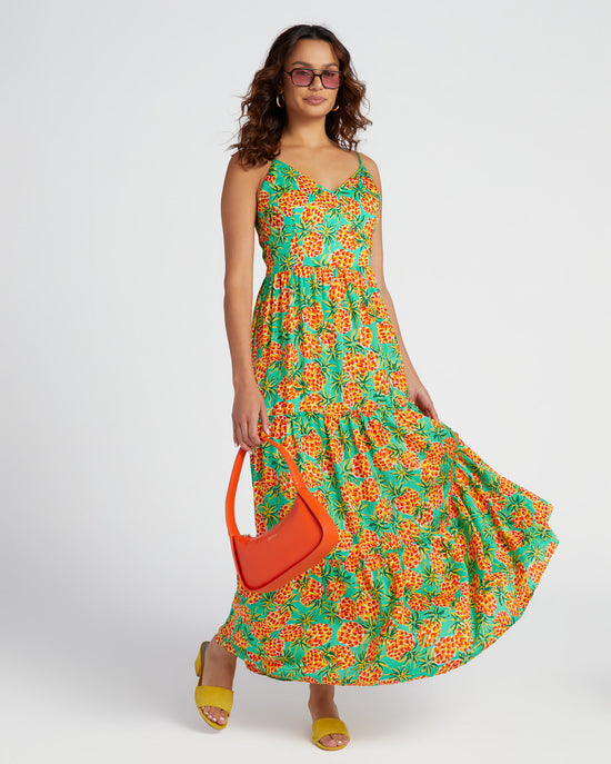 Green Orange $|& Skies Are Blue Printed Maxi Dress - SOF Front