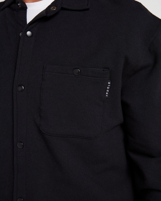 Black $|& Glyder Trek Button Front Shirt Jacket - SOF Detail