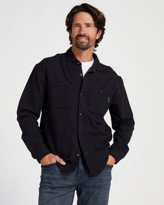Black $|& Glyder Trek Button Front Shirt Jacket - SOF Front