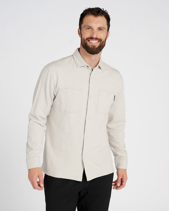 Ash Grey $|& Glyder Trek Button Front Shirt Jacket - SOF Front