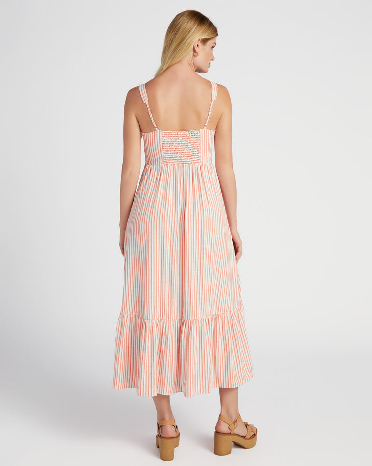 Coral/Red/White $|& Skies Are Blue Striped Sweetheart Maxi Dress - SOF Back
