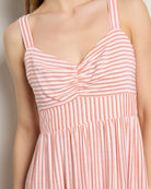 Coral/Red/White $|& Skies Are Blue Striped Sweetheart Maxi Dress - SOF Full Front