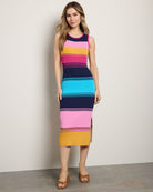 Rainbow $|& Skies Are Blue Striped Ribbed Tank Dress - SOF Front