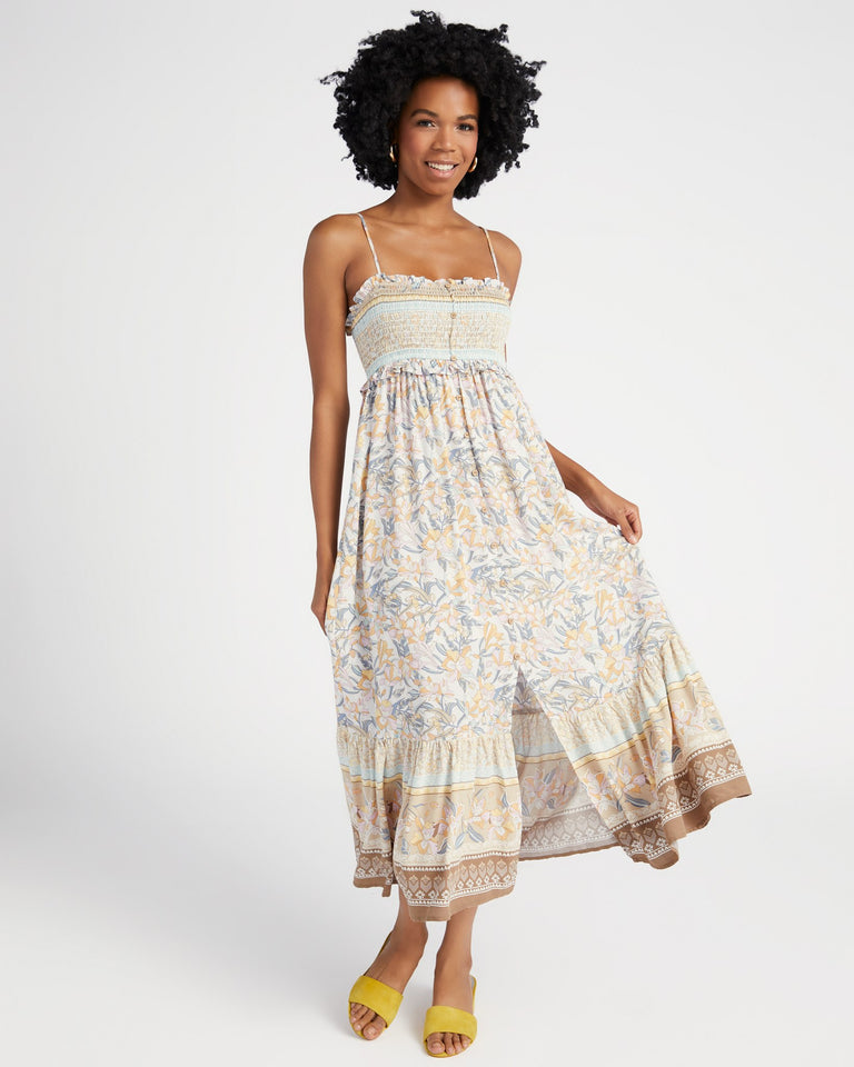 Square Neck Printed Maxi Dress with Center Slit