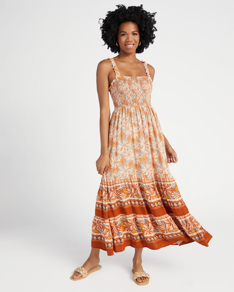 Maple $|& Be Cool Printed Tiered Maxi Dress with Smocked Bust - SOF Front