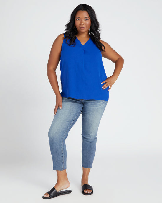 Royal Blue $|& Cotton Bleu V-neck Sleeveless Front Detail Top - SOF Full Front