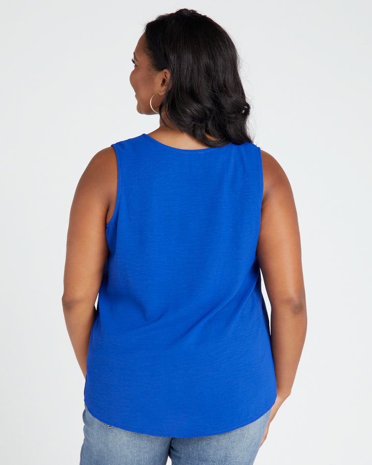Royal Blue $|& Cotton Bleu V-neck Sleeveless Front Detail Top - SOF Back