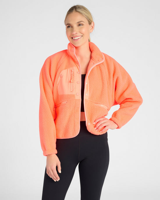 Neon Coral $|& Free People Movement Hit The Slopes Jacket - SOF Front