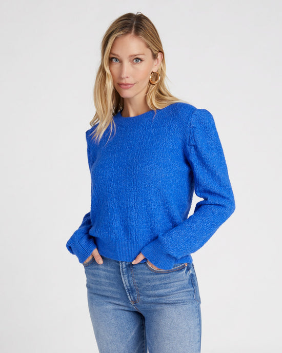 Royal Blue $|& Lili Sidonio Textured Puff Sleeve Pullover - SOF Front