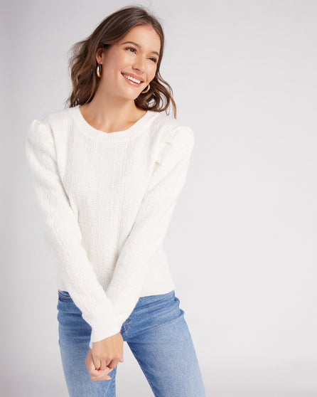Textured Puff Sleeve Pullover