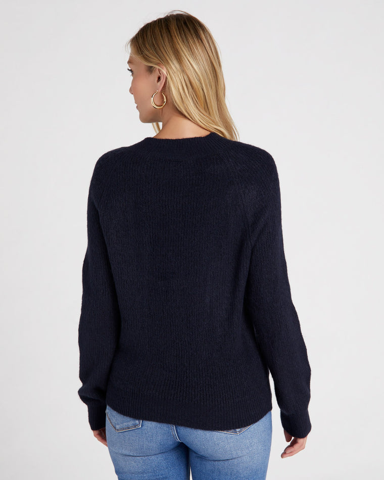 Navy Blue $|& Lili Sidonio Knit Button Detail Pullover - SOF Back