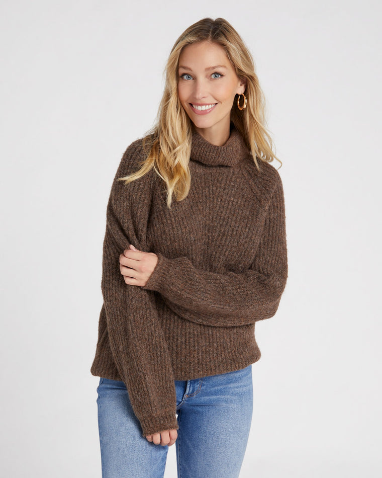 Brown $|& Molly Bracken Knit Mock Neck Pullover - SOF Front