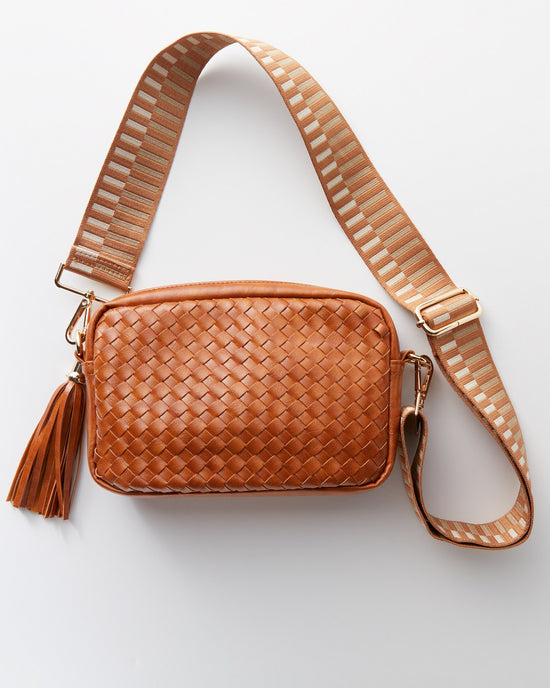 Brown $|& Pretty Simple Woven Willow Camera Crossbody Bag - Hanger Front