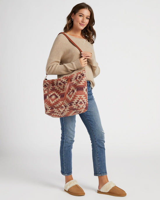 Brown Aztec $|& Elegant Essence Weekend Tote and Pouch - SOF Full Front