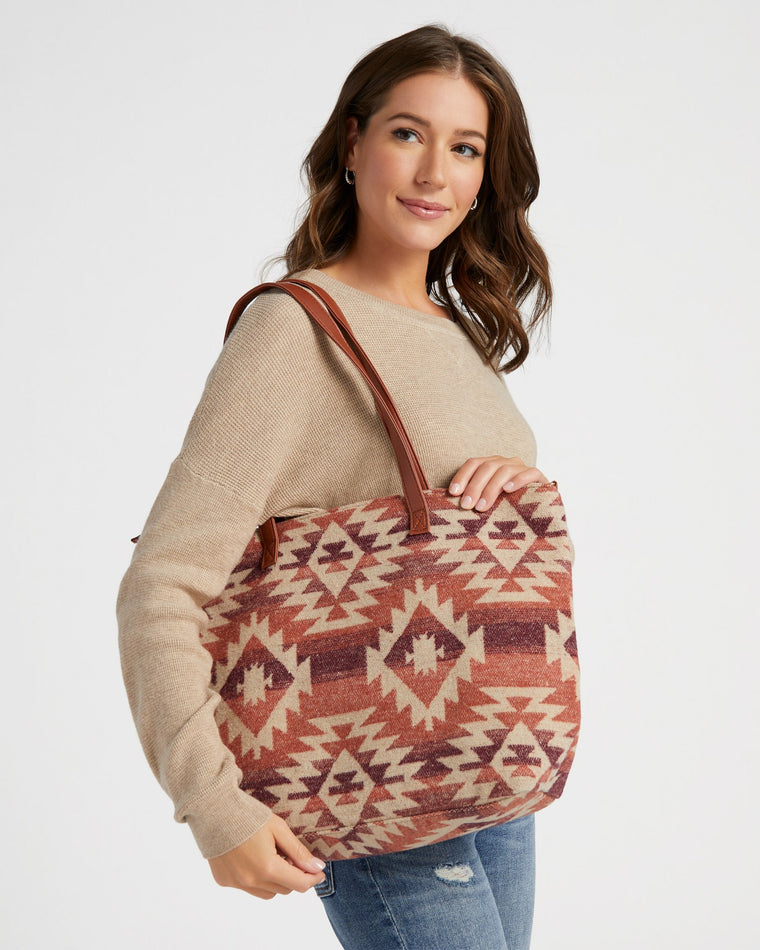 Brown Aztec $|& Elegant Essence Weekend Tote and Pouch - SOF Front