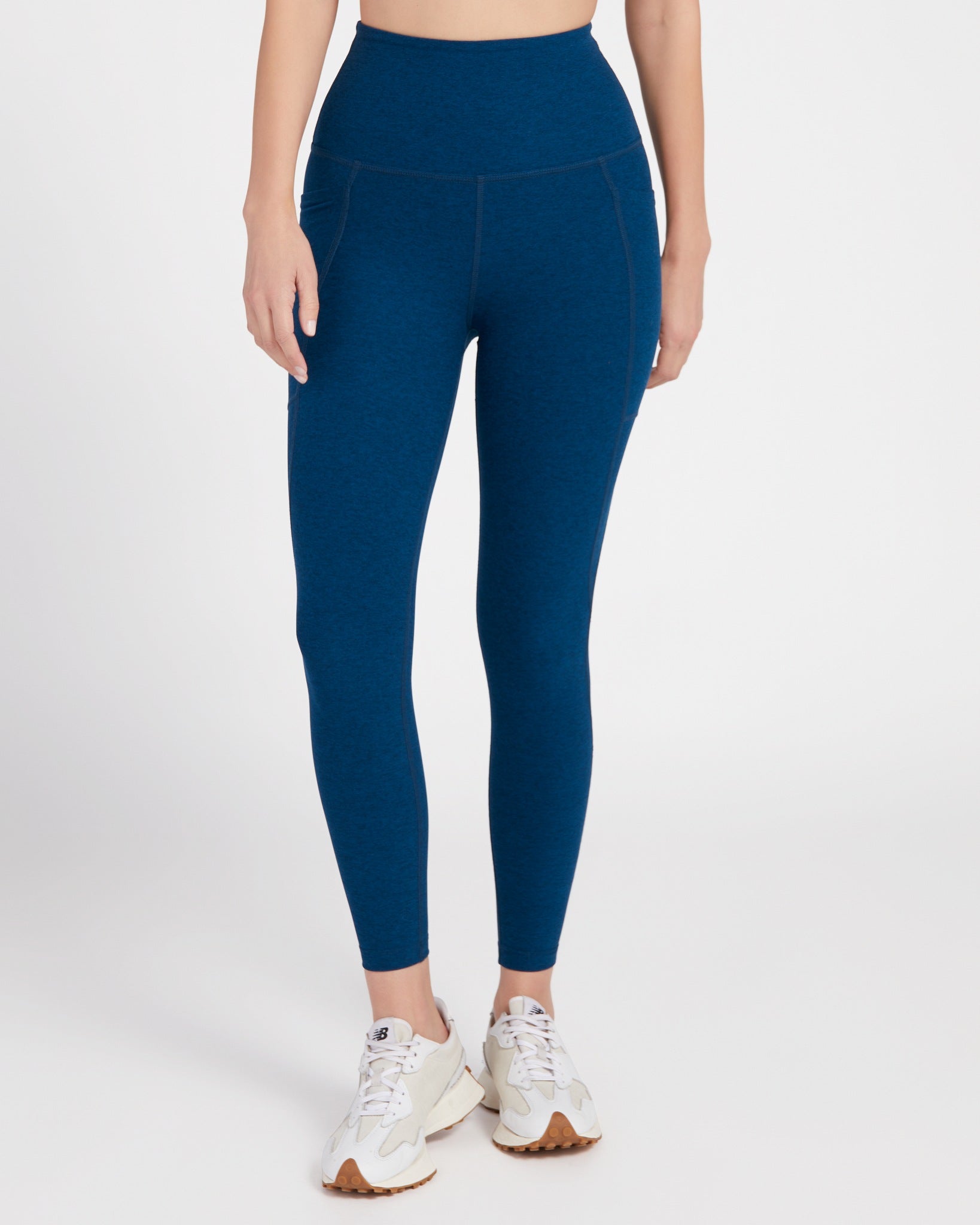 Blue Gem Heather $|& Beyond Yoga Spacedye Out Of Pocket High Waisted Midi Legging - SOF Front