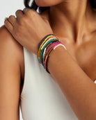 Gold Colorblock $|& Ink + Alloy Seed Bead Stretch Bracelets - Set of 10 - SOF Front