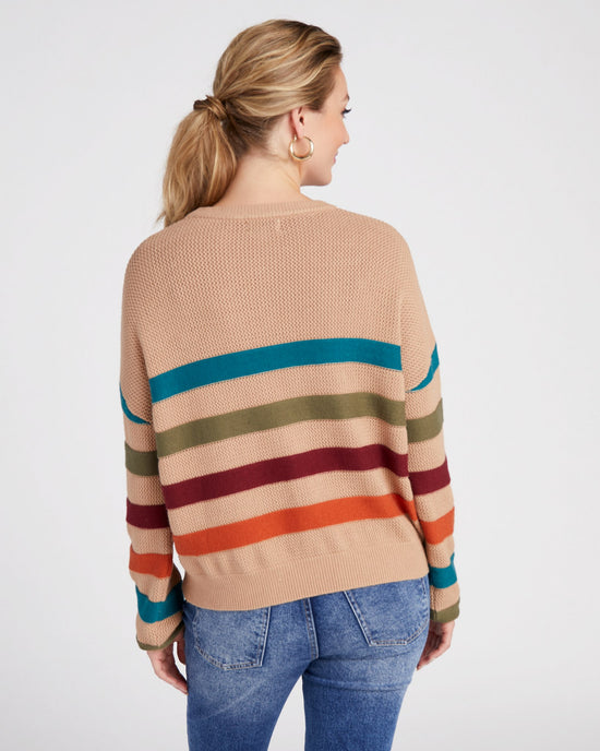 Tan Multi $|& ACOA Multi Color Stripe Sweater - SOF Back
