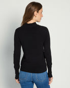 Black $|& Skies Are Blue Mock Neck Sweater with Button Detail - SOF Back