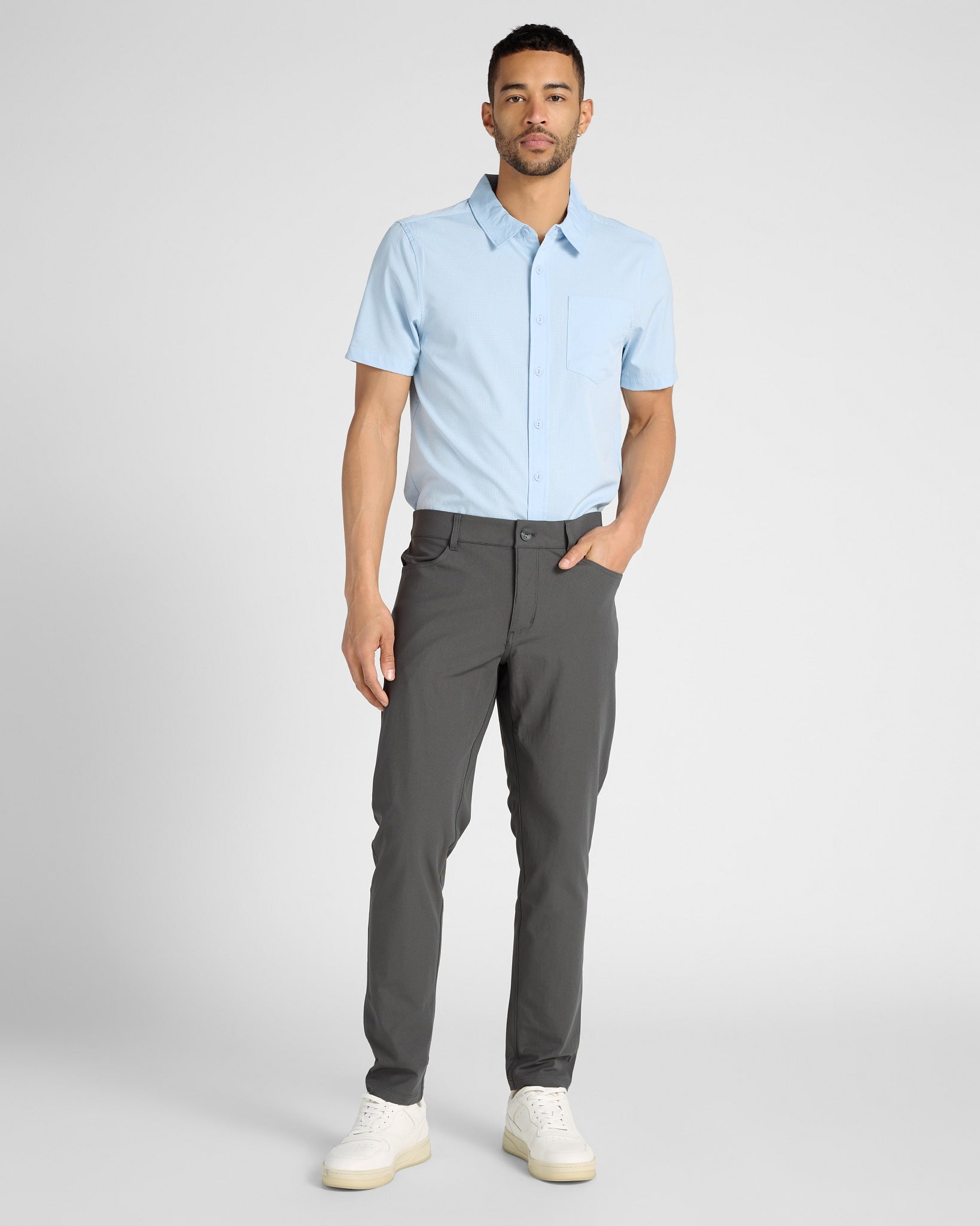 Black/Charcoal $|& Skechers GoWalk Premium 5 Pocket Pant - SOF Full Front