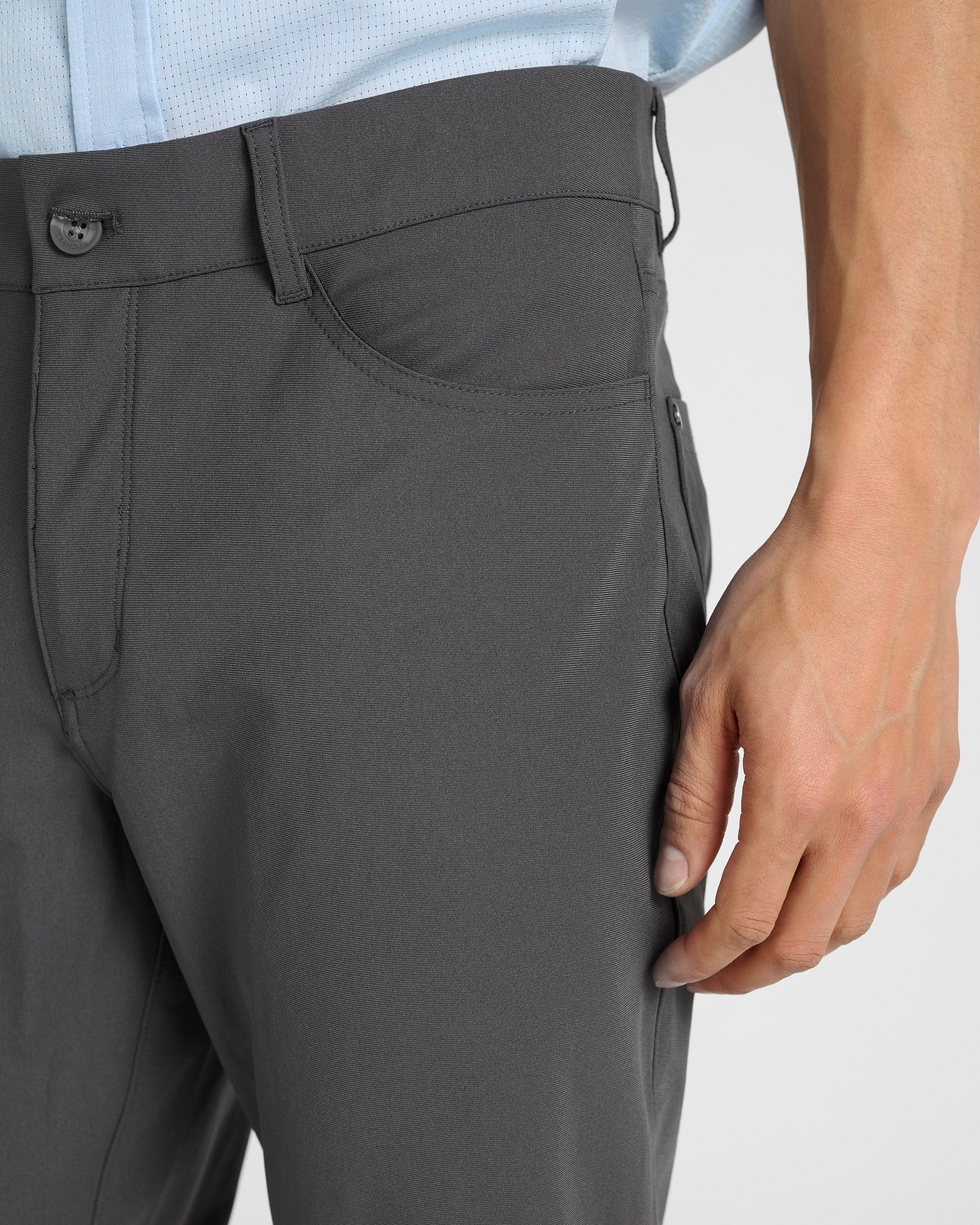 Black/Charcoal $|& Skechers GoWalk Premium 5 Pocket Pant - SOF Detail