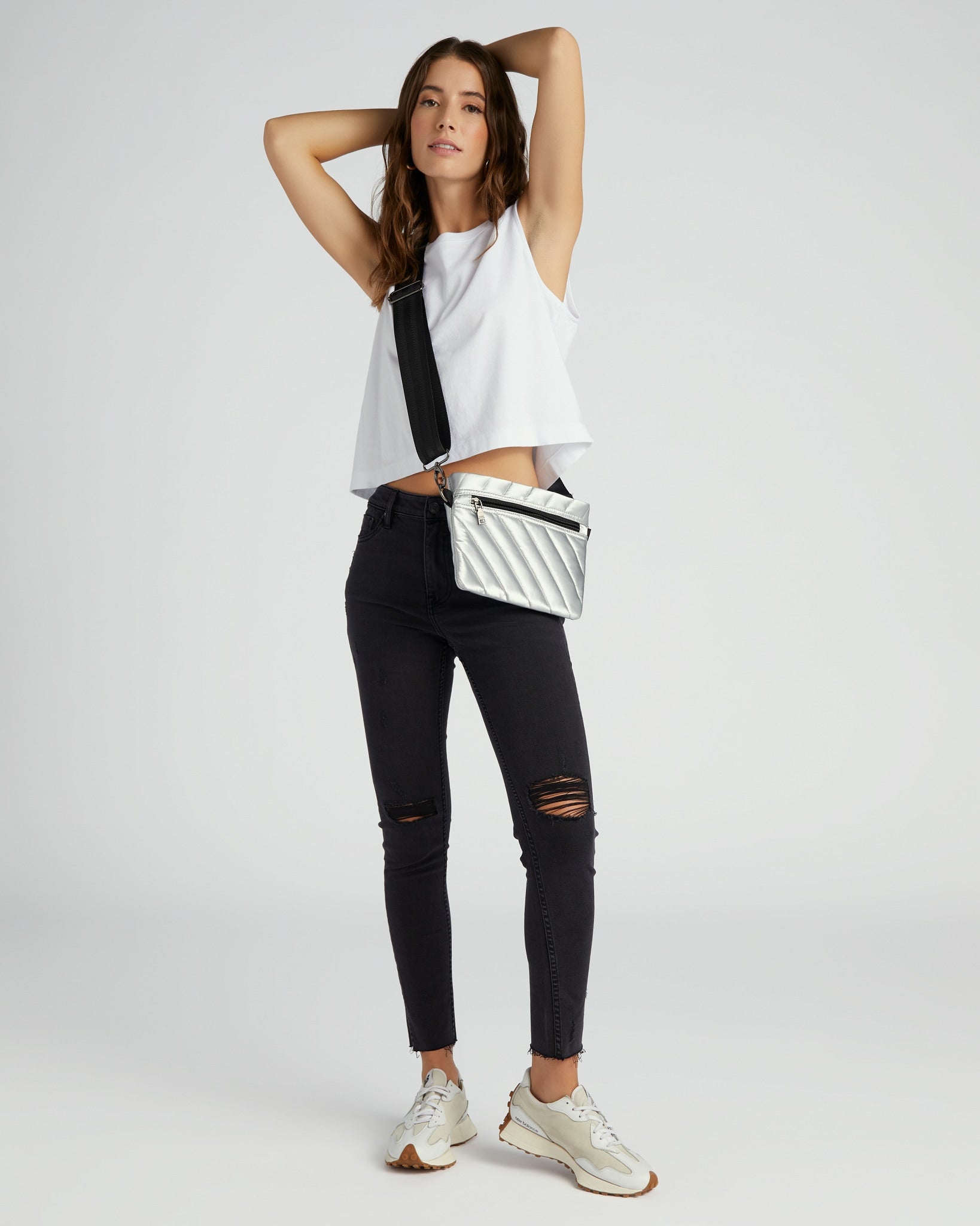 Silver Liquid $|& Think Royln Diagonal Bum Bag 2.0 - SOF Full Front