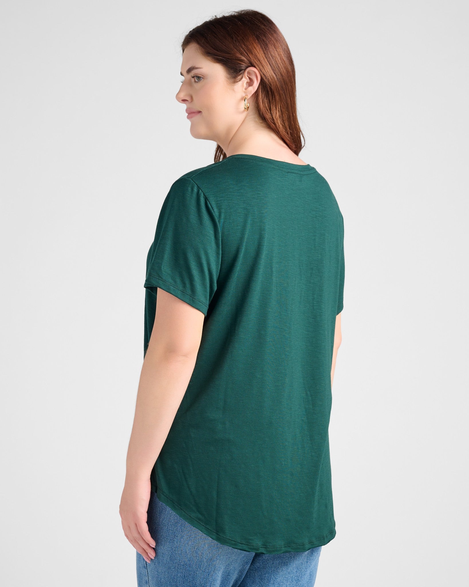 Dark Hunter Green $|& SEAS Essential Slub V-Neck Tee - SOF Back