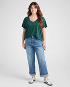 Dark Hunter Green $|& SEAS Essential Slub V-Neck Tee - SOF Full Front