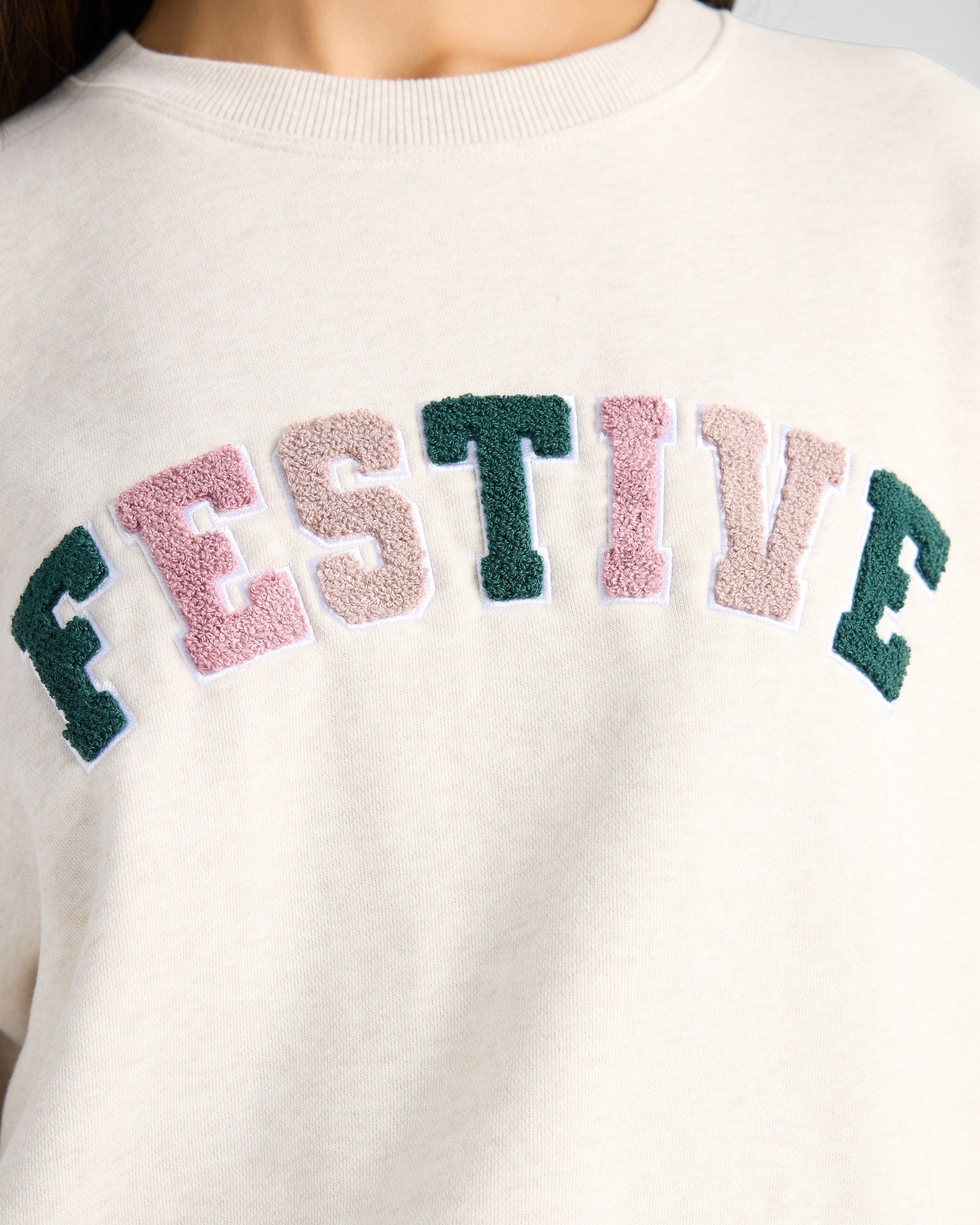 Light Oatmeal $|& Z Supply Festive Sweatshirt - SOF Detail