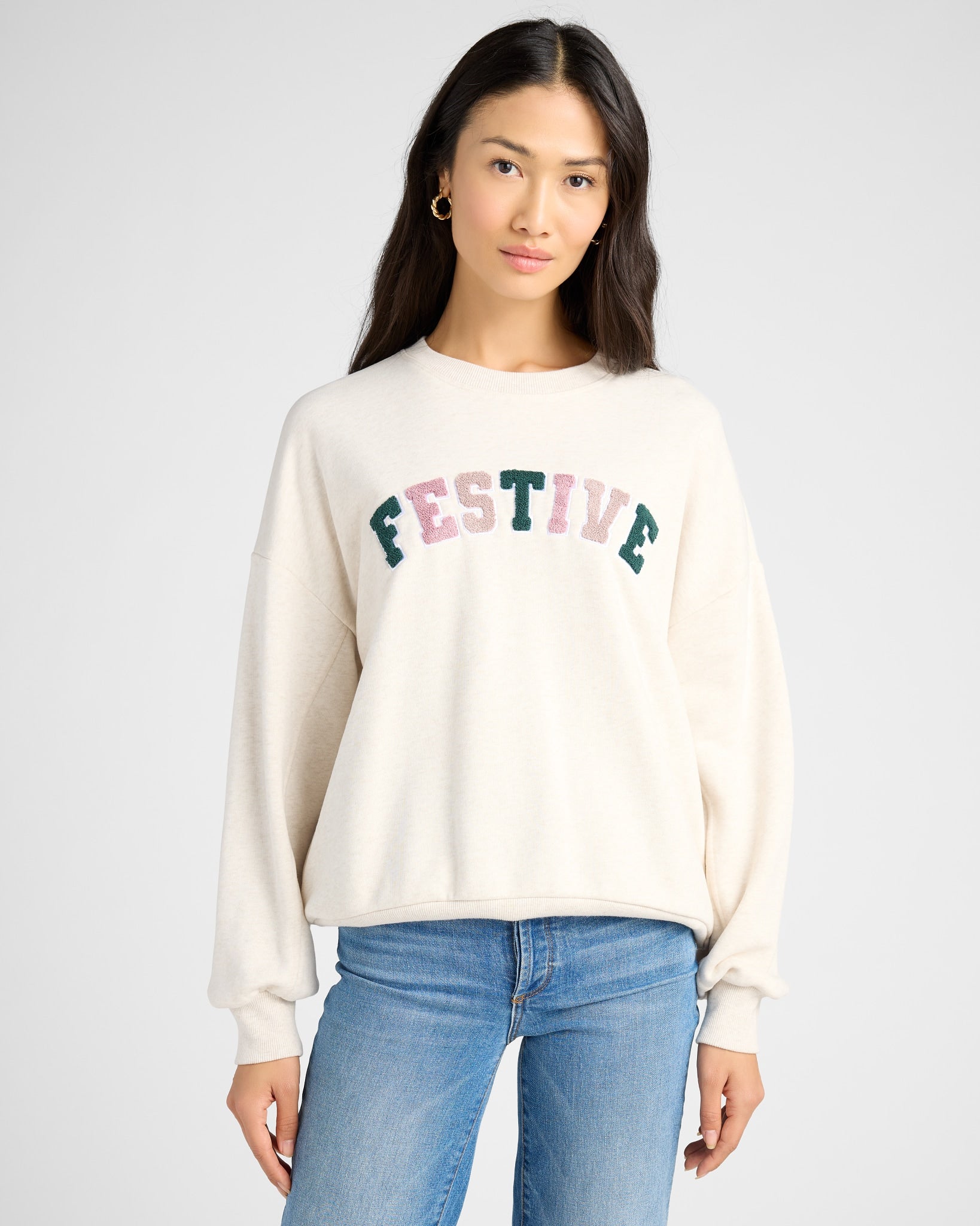 Light Oatmeal $|& Z Supply Festive Sweatshirt - SOF Front