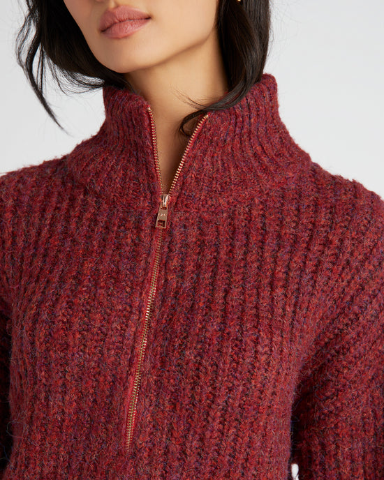 Ruby Red $|& 525 America Jackie Quarter Zip Pullover - SOF Detail