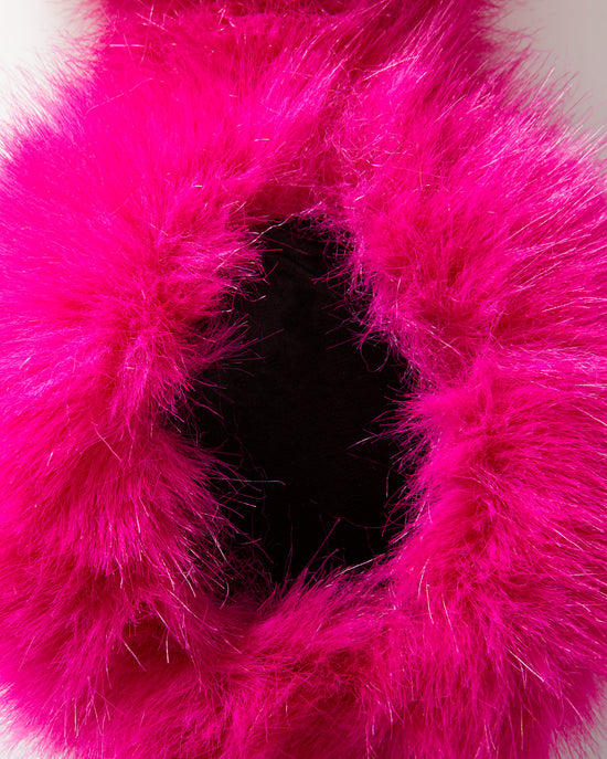 Hot Pink $|& Jocelyn Faux Long Hair Fur Earmuffs - Hanger Detail