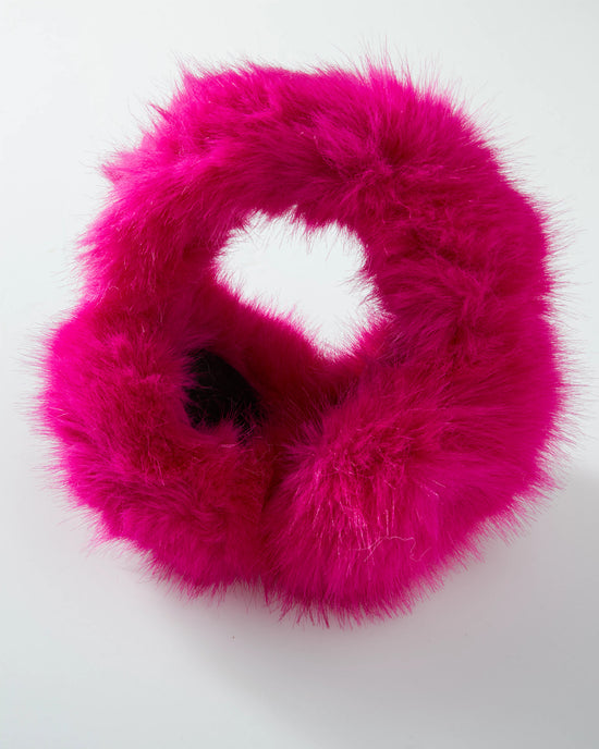 Hot Pink $|& Jocelyn Faux Long Hair Fur Earmuffs - Hanger Front