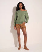 Light Olive $|& SEAS Brooksville One Shoulder Sweatshirt - UGC On Fig